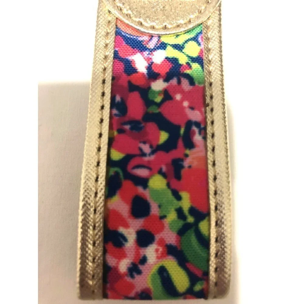 Lilly Pulitzer Wild Confetti Key Fob Ring Gold Pink Multi Color Metallic